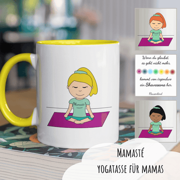 "Mamasté", Yogatasse für Mamas, 6 Varianten
