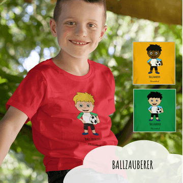 "Ballzauberer", Kindershirt Fußball, Jungen, 18 Varianten
