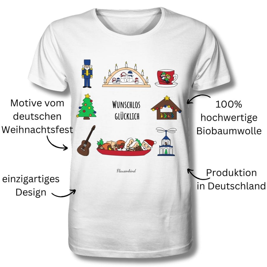 "wunschlos glücklich", Weihnachtsshirt für Herren, 3 Varianten