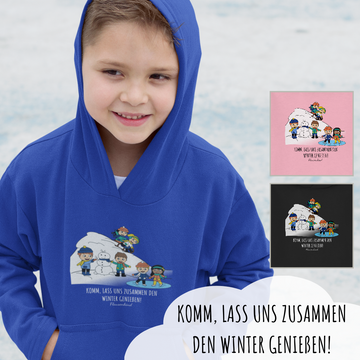 "Lass uns den Winter genießen", Kapuzenpullover für Kinder, 3 Varianten