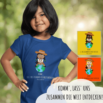 "Komm', lass' uns zusammen die Welt entdecken!", T-Shirt, Abenteurerin