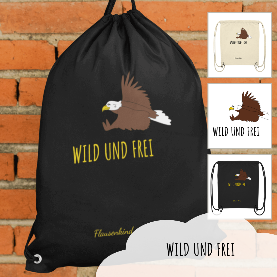 "wild und frei", Adler, Turnbeutel für Erwachsene und Kinder