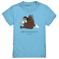 "Lass uns wild und frei sein!", Adler, Kindershirt für Mädchen, 18 Varianten