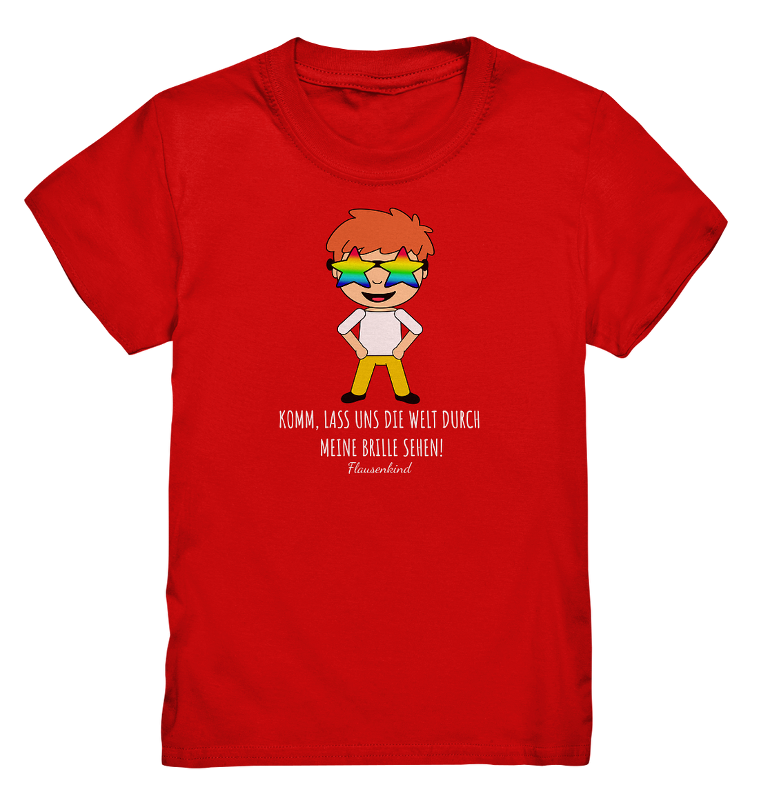 "Die Welt durch meine Brille", Kindershirt mit Regenbogenbrille, Jungen, 18 Varianten