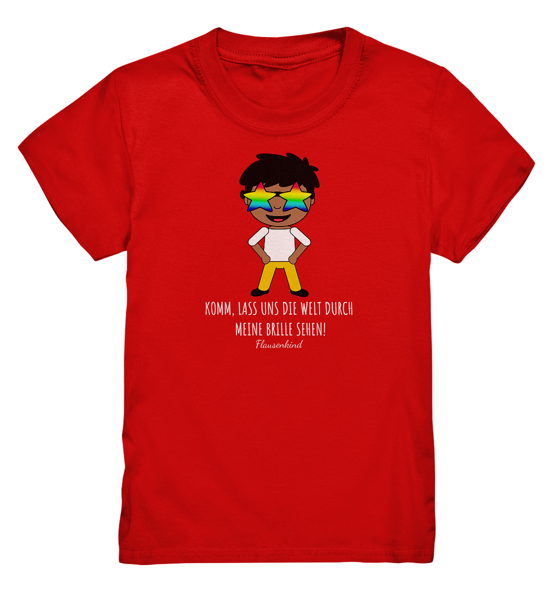 "Die Welt durch meine Brille", Kindershirt mit Regenbogenbrille, Jungen, 18 Varianten