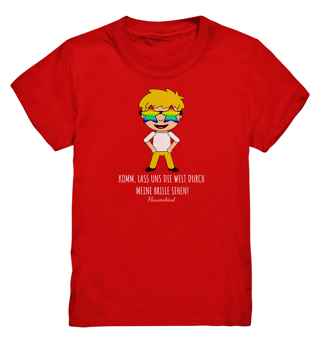 "Die Welt durch meine Brille", Kindershirt mit Regenbogenbrille, Jungen, 18 Varianten