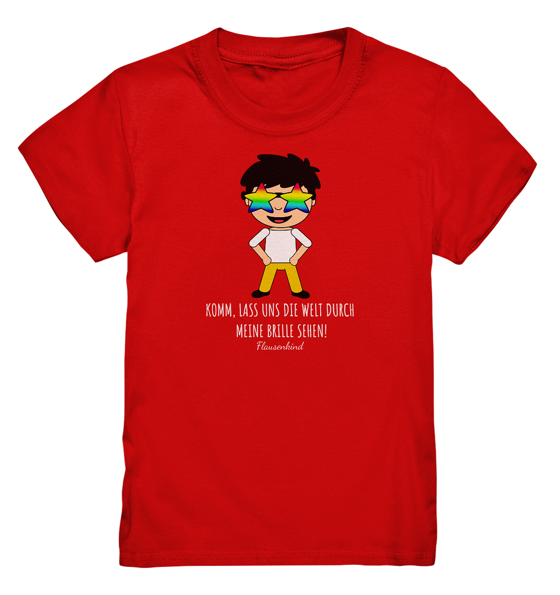 "Die Welt durch meine Brille", Kindershirt mit Regenbogenbrille, Jungen, 18 Varianten